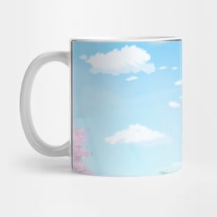 Clear Sunny Spring Landscape Painting - Relaxing Scenery Design Mug